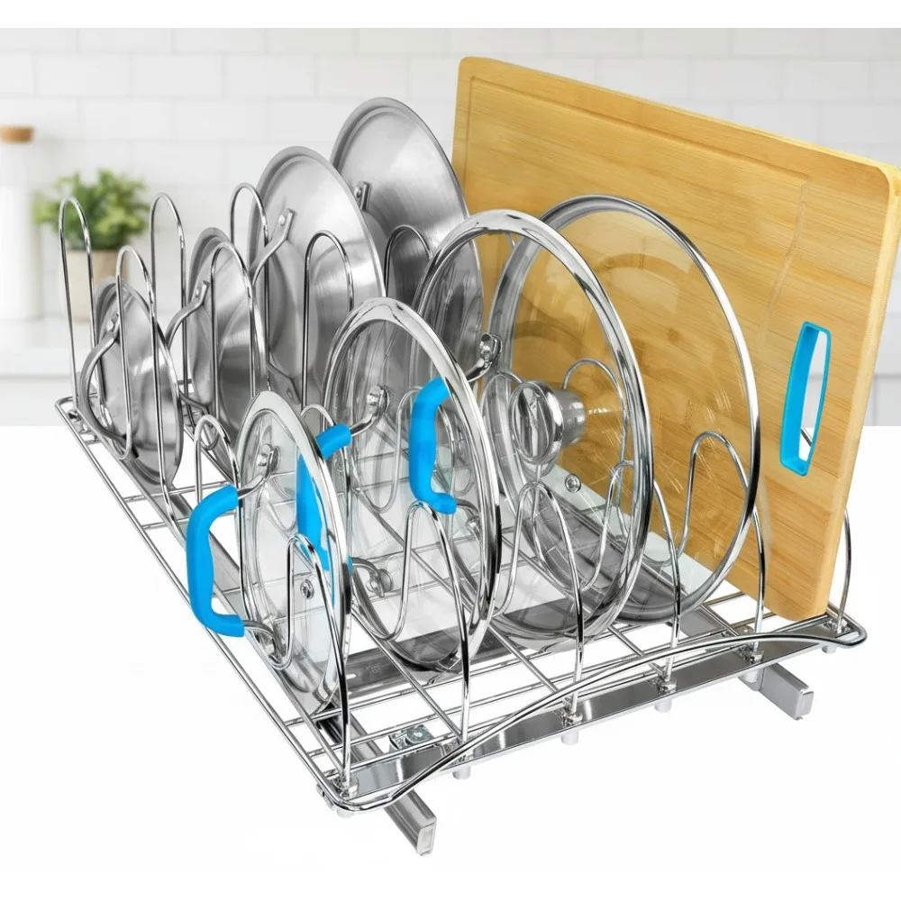 

Очень большой органайзер-органайзер для кастрюль, сковородок и крышек — компактный кухонный стеллаж для хранения