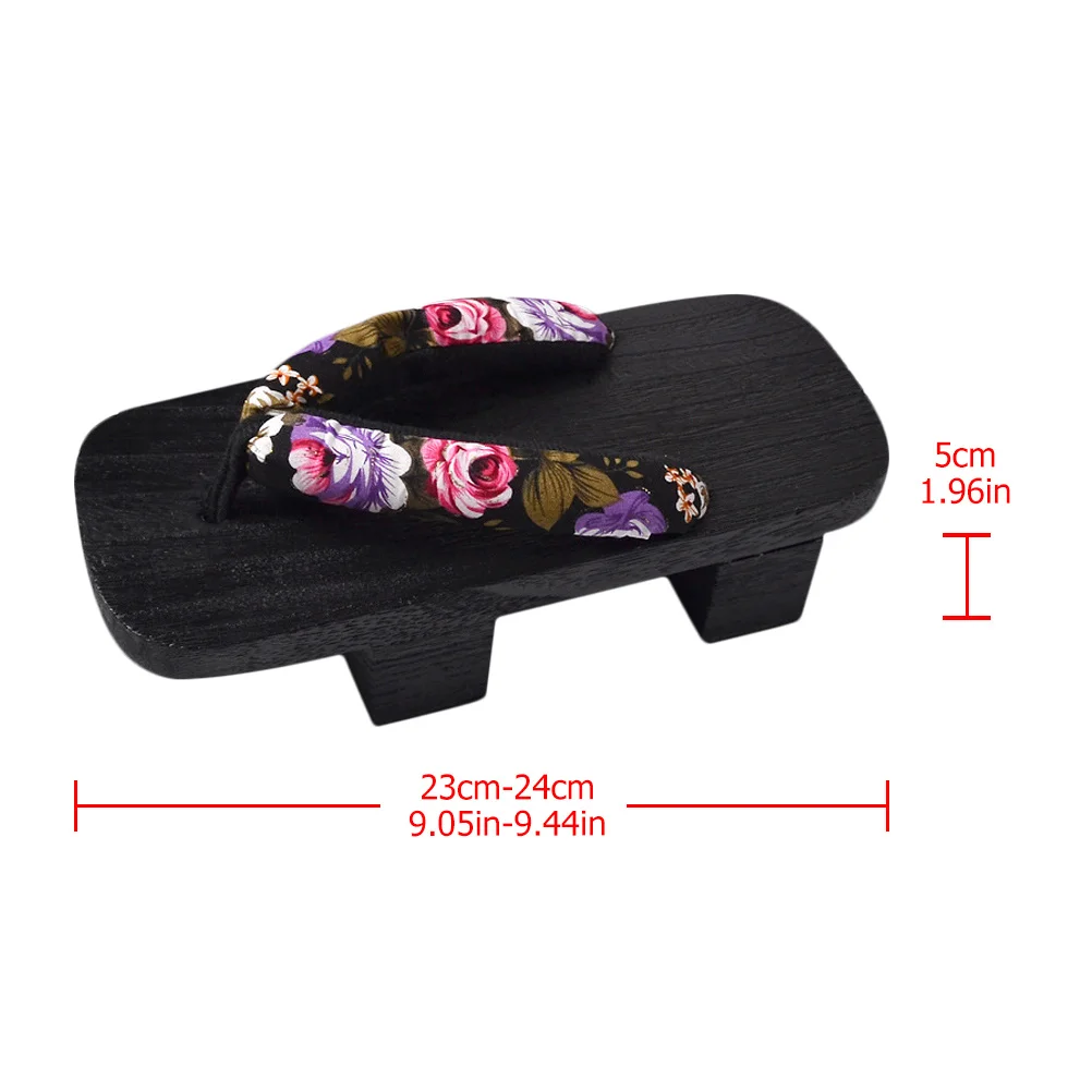 1 Pair Wood Clogs Slippers Summer Platform Sandals Two-Toe Casual Slippers For Men Women Flower Black 38 23Cm 6Us