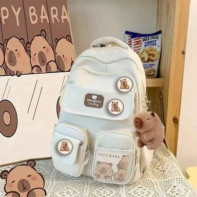 Large Capacity Stuffed Unisex Y2K Aesthetic Backpacks Capybara Backpack Cute Backpack Plush School Bag Cartoon Soft Funny Animal