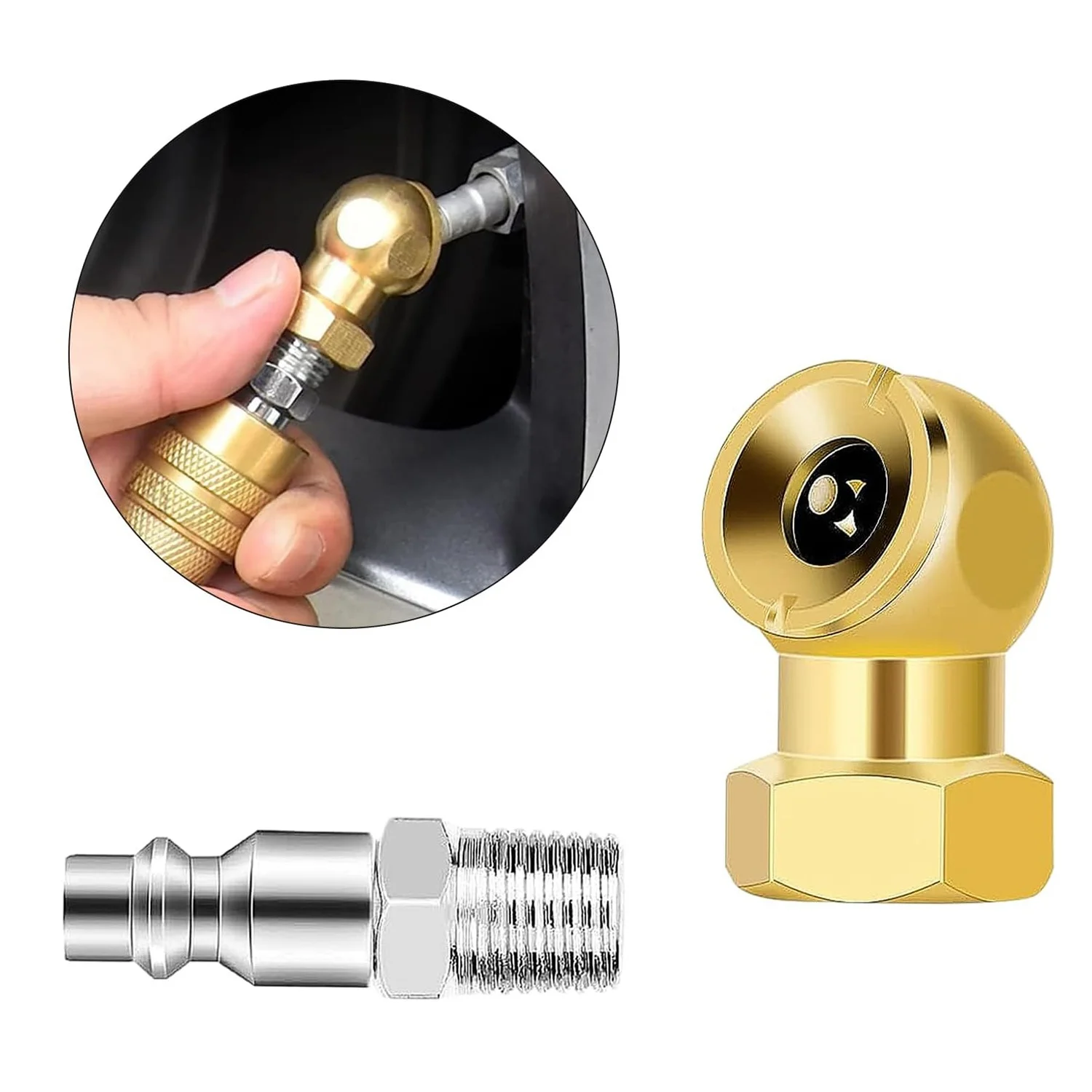 |NEWABAG|4Pcs 1/4Inch Air Chuck Tire Pressure Caps Portable Air Chuck Closed Brass Ball Inflator for Inflator Gauge Comp
