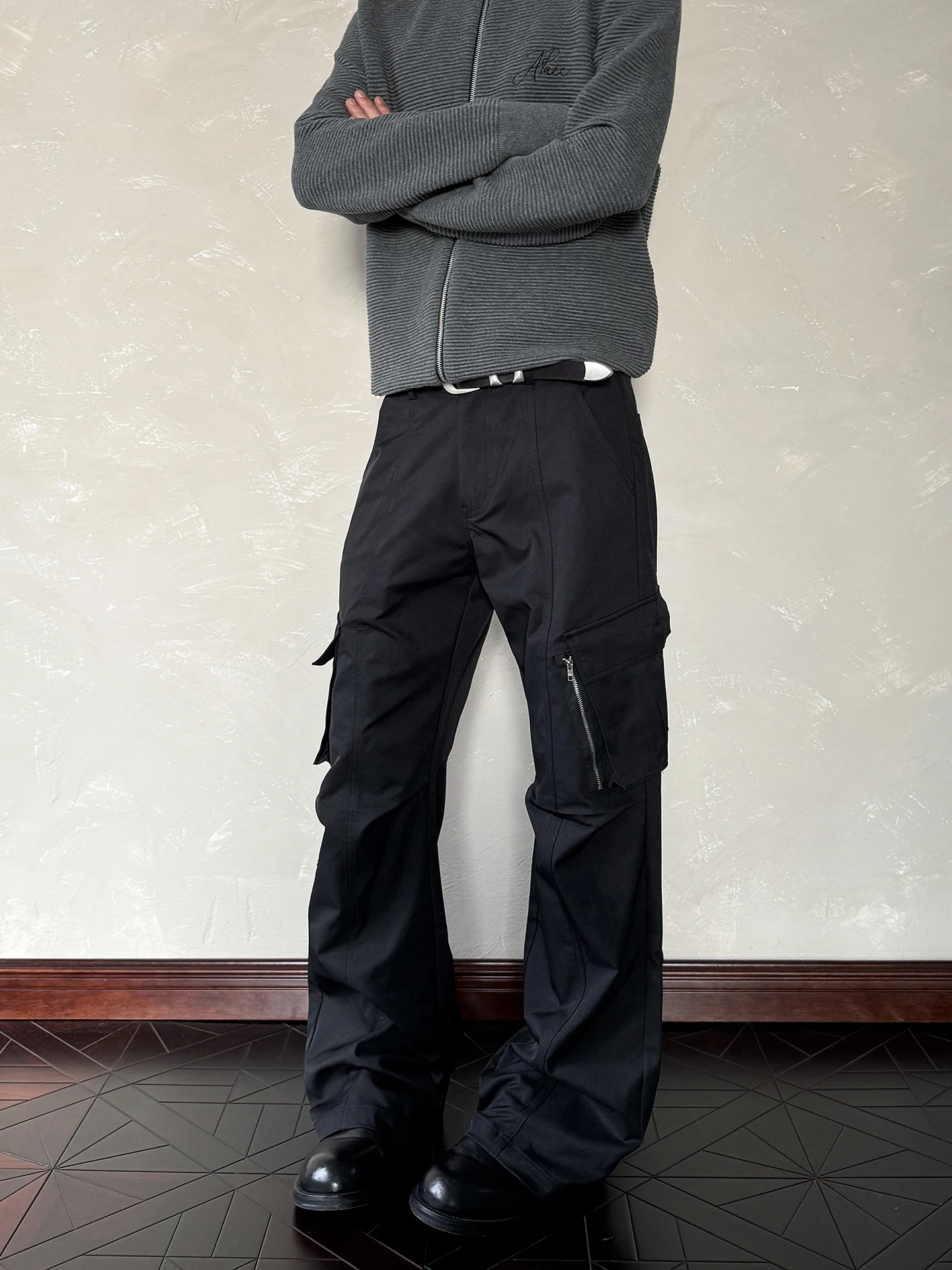 

Мужские рабочие брюки в американском ретро-стиле, прямые, с расклешенными штанинами, повседневные, молодежные, уличные, из полиэстера