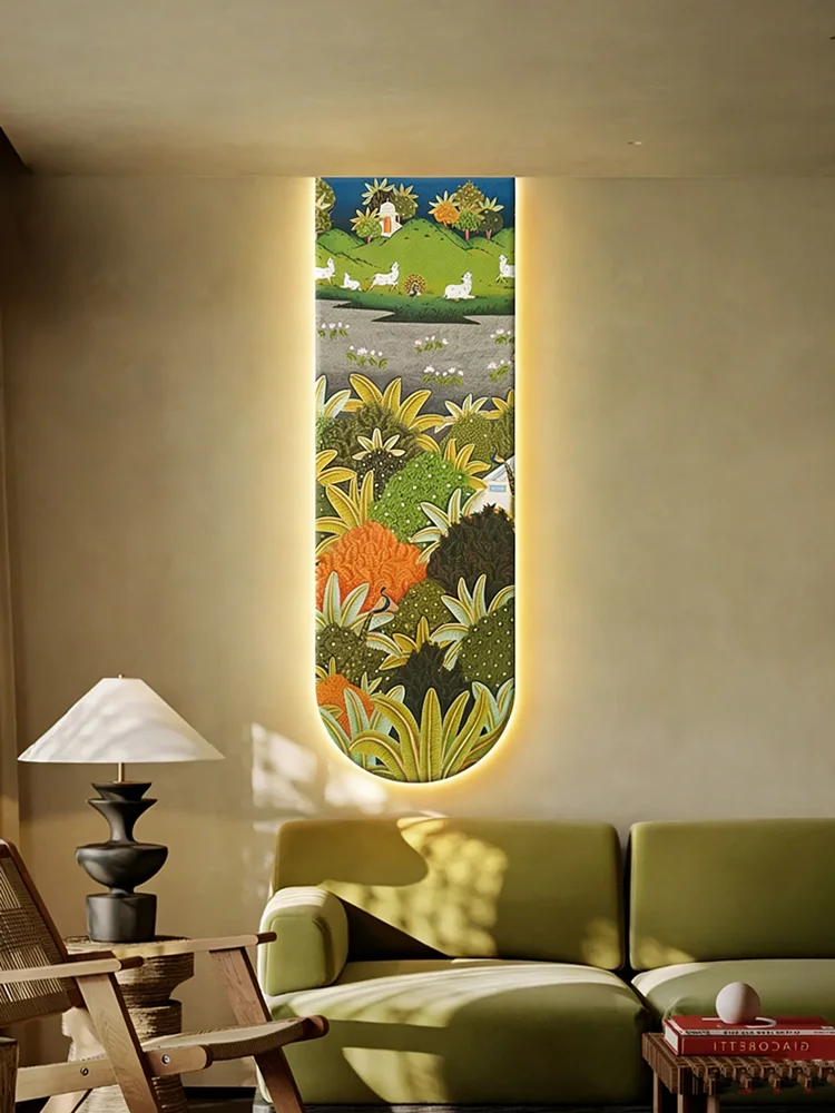 الرجعية نمط مدخل قاعة الديكور اللوحة الممر الفاخرة شنقا اللوحة الراقية مدخل LED مضيئة جدارية الخفيفة #2