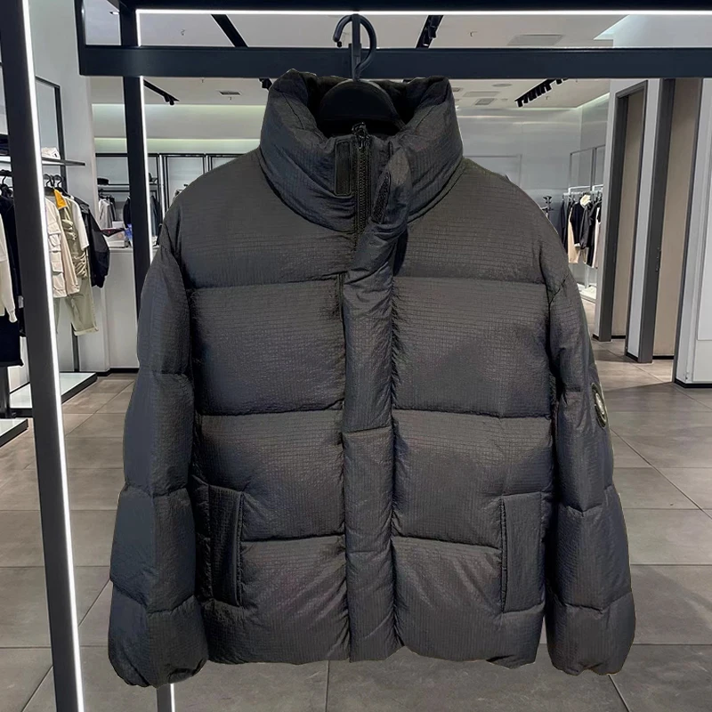 

Модная зимняя мужская утепленная стеганая куртка с воротником-стойкой и узором в клетку, молодежная верхняя одежда