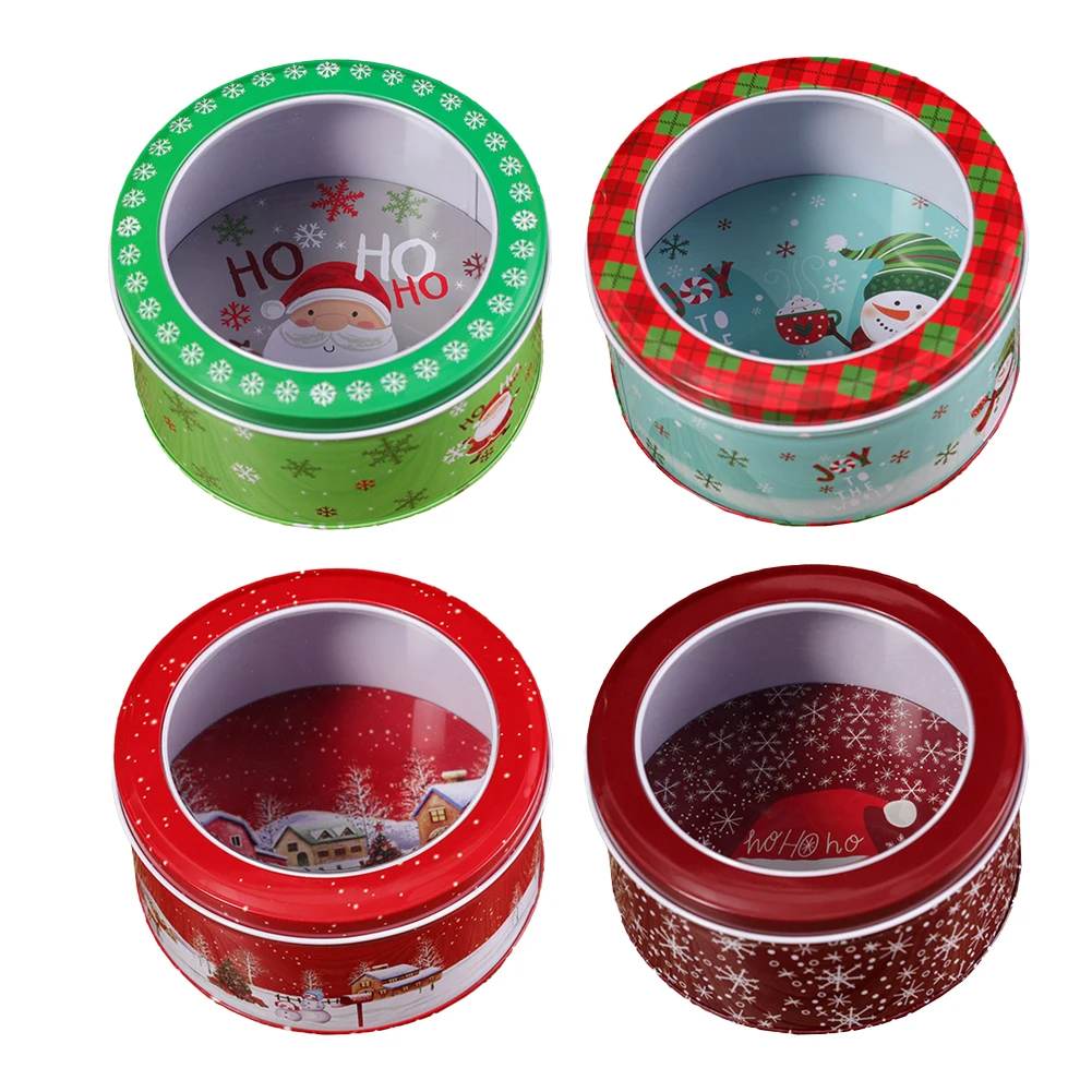 4 stks Kerst Metalen Tin Potten Koffie Thee Spice Snoep Sieraden Opbergdoos Kaars Maken Containers Decoraties Dozen