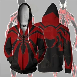 Unisex Men Hooded Venom Spider 3D Printed Hoodies Adults Men Zipper Hooded Pullover Hip Hop Tops Zip Up Hoodie Sweatshirt