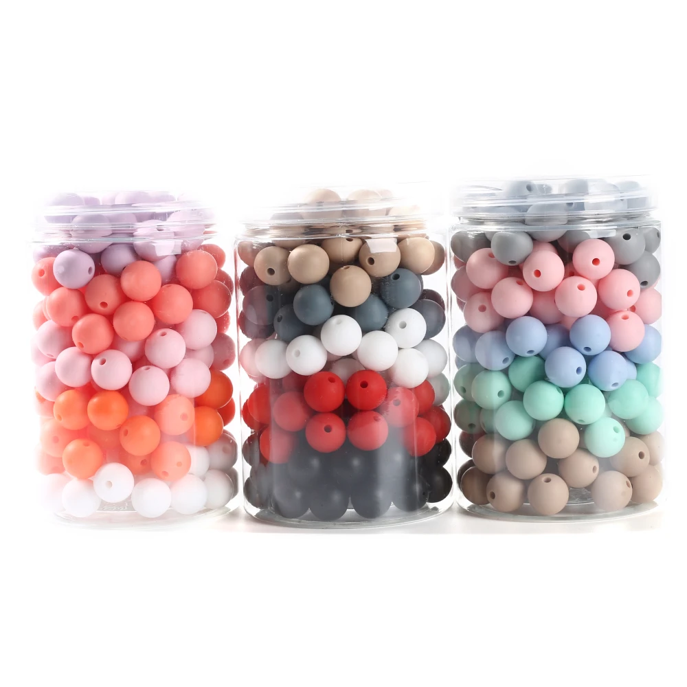 50Pcs 12mm Baby Round Silicone Beads DIY Colorful Teething Pacifier Chain Bracelet BPA Free Silicone Beads Newborn Care Toys