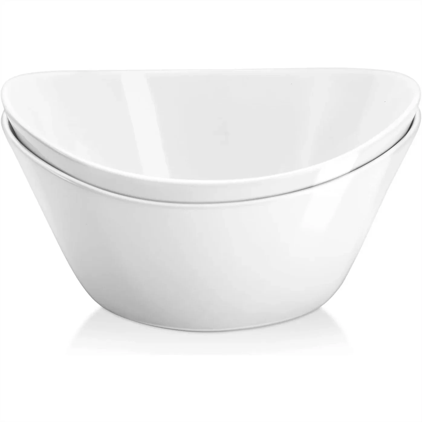 Porcelain Salad Bowls Set of 2, 40 Ounces Large White Serving Bowls for Soup Oatmeal Pasta Snacks, Microwave and Dishwasher Safe