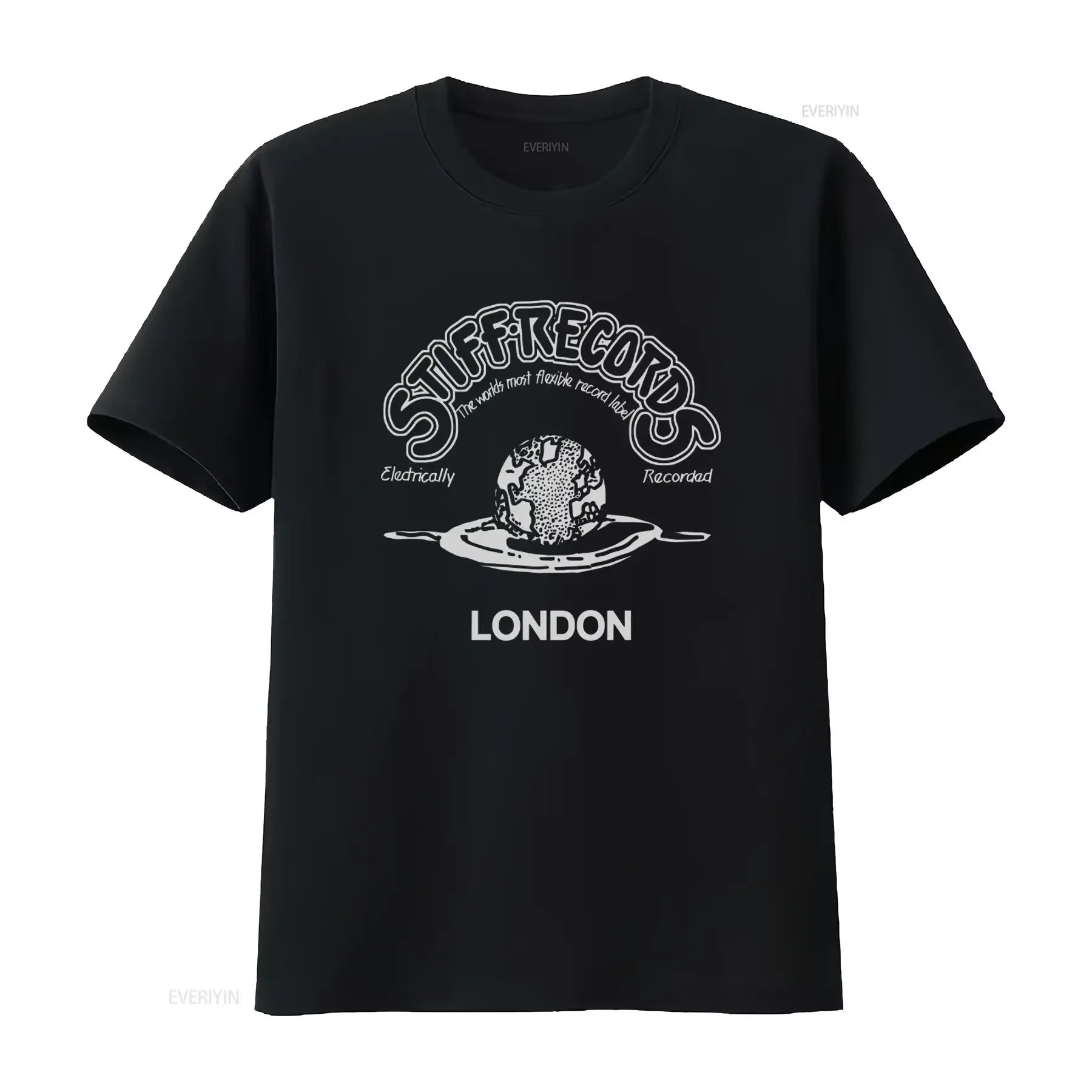 Stiff Records Electrically Recorded London Women's T Shirt vintage Washed streetwear designer clothes Soft