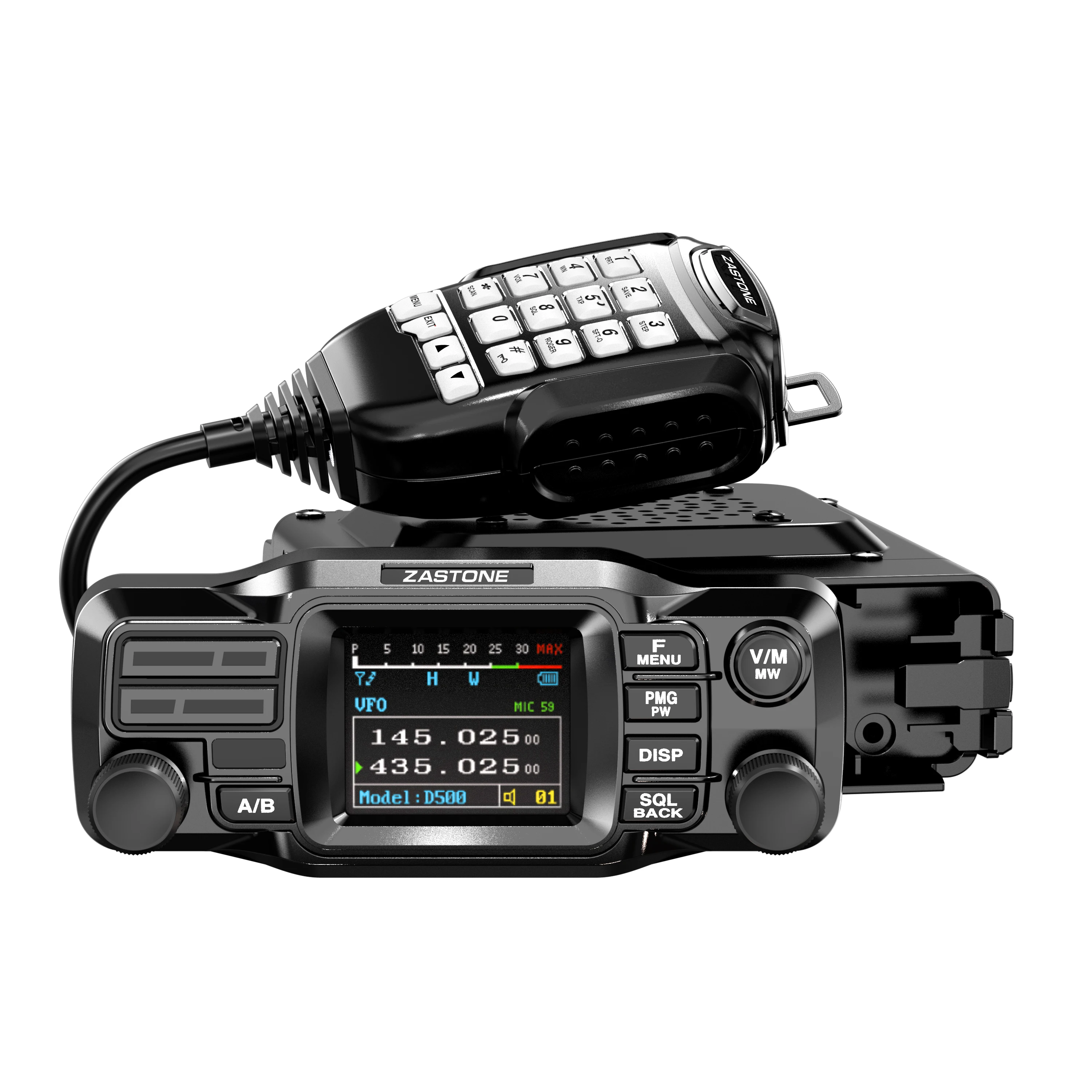 Rádio Móvel Veicular ZASTONE D500 25W Walkie Talkie UV Dual Band Estação de Rádio Veicular de Duas Vias Receptor de Canal Duplo Tipo Split