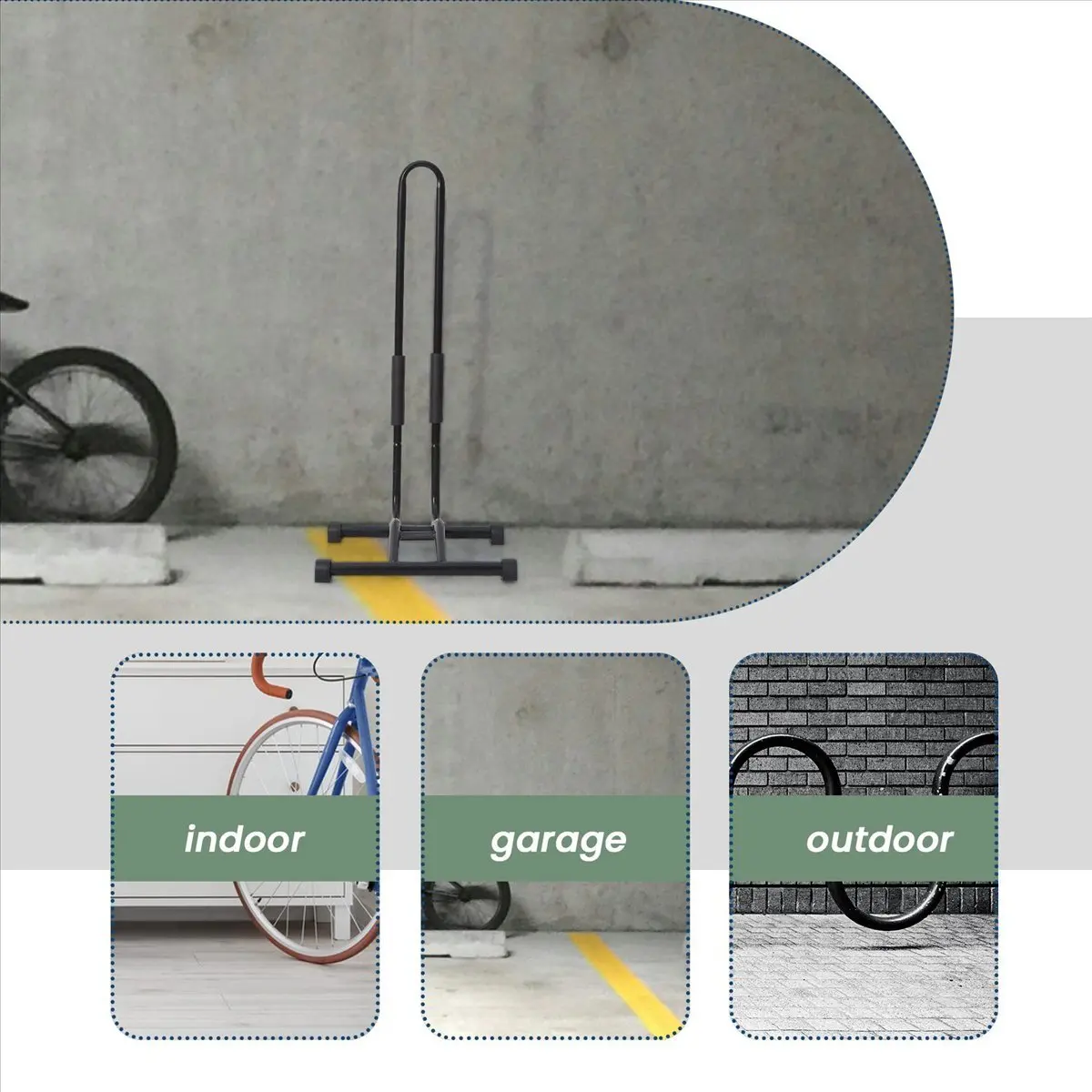 A61P Bike Stand Bicycle Floor Parking Rack Storage Stand with Sponge Pad Black Bike Holder Bicycle Accessories