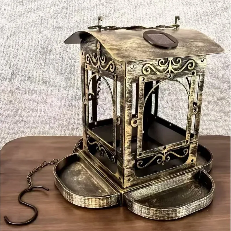

AAAN-Solar Powered Bird Feeders For Outdoors, Metal Hanging Design, Rust Resistant, Garden Lighting Decor