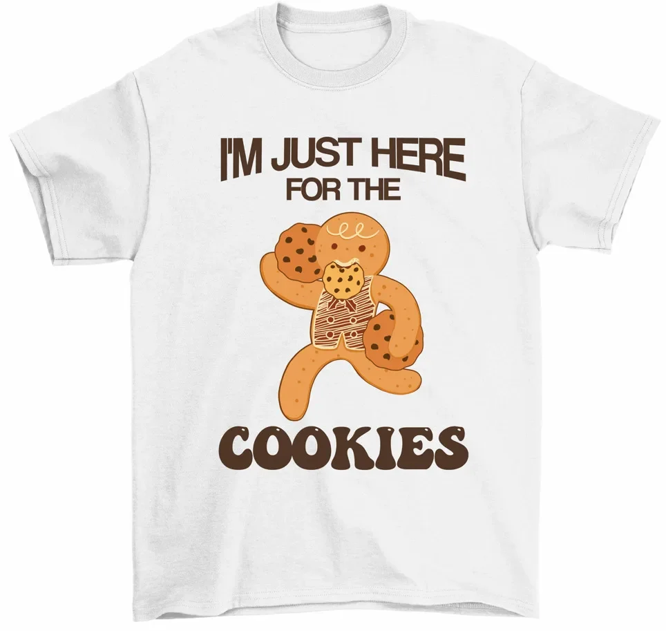 I'm Just Here For The Cookies Gingerbread Man Christmas Baking Holiday T-Shirt High Quality 100%Cotton Short Sleeve