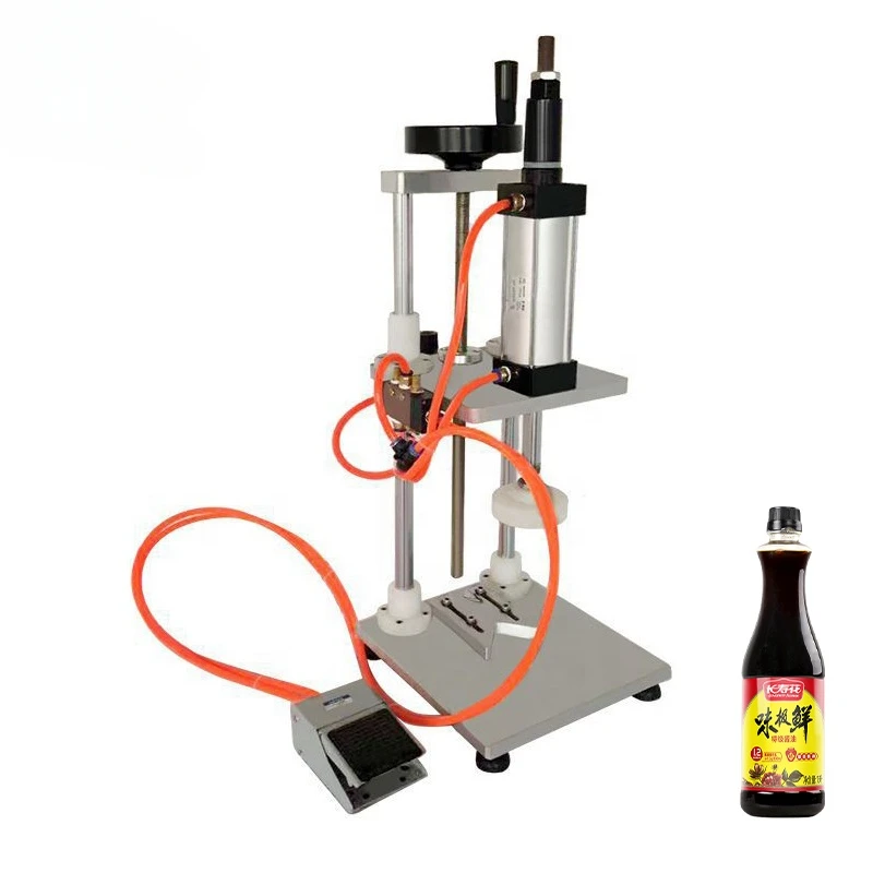 Factory Price High Efficiency Stainless Steel Beer Cosmetics Plastic Bottle Cap Small Pneumatic Capping Machine With Foot Switch