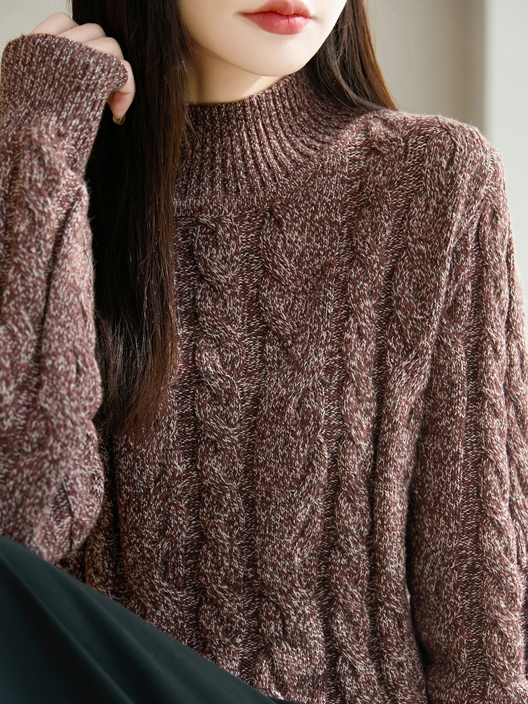 

Утепленный вязаный свитер с длинными рукавами для женщин, свободный крой, из смешанной цветной пряжи с цветочным узором, осенне-зимний базовый слой