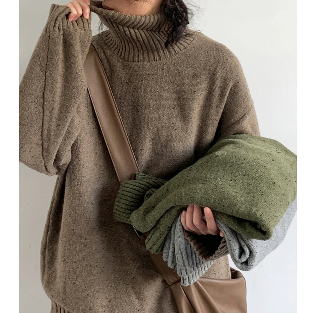 Autumn Winter Japanese Streetwear Turtleneck Sweater Korean Vintage Couple Knit Pullovers Men Women Harajuku Casual Knitwears