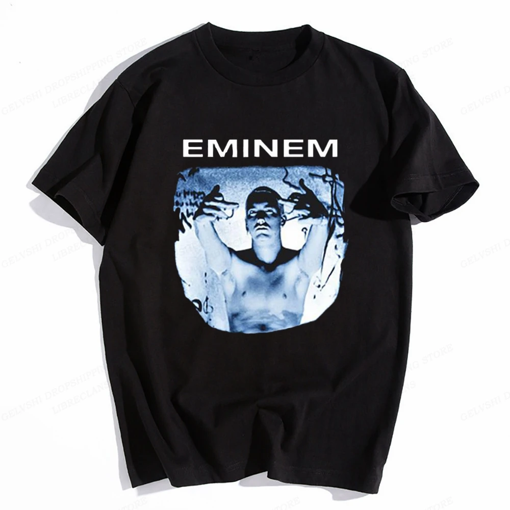 Eminem Printed Summer Short Sleeve T-shirt Men\'s and Women\'s Street Handsome T-shirts Pure Cotton Outdoor Social Casual Clothing