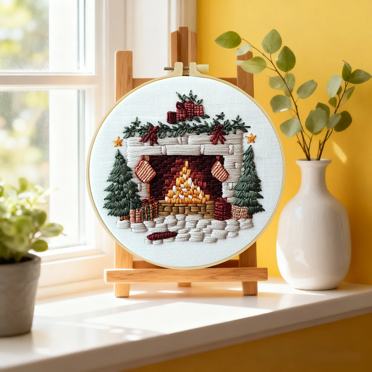Weihnachtsbaum, 1 Stück 20X20CM/15X15CM 7,87/6,3 Zoll Stickerei-Starter-Kit DIY-Kit Heimdekoration, Stickerei-Kit – Detail 3
