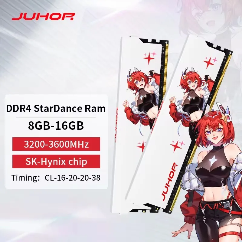 JUHOR Memoria Ram ddr4 8GB 16GB 3200MHz 3600MHz DIMM Desktop  Gaming Memory RAMS with White Heat Sink