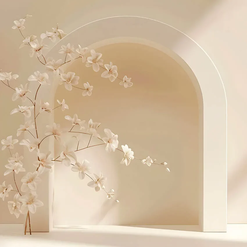 Mehofond Photography Background Beige Floral Arch Textures Adult Birthday Wedding Maternity Portrait Decor Backdrop Photo Studio