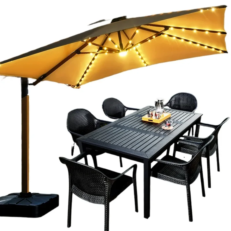 

Outdoor tables and chairs sunshade umbrella imitation rattan chair tea table chair