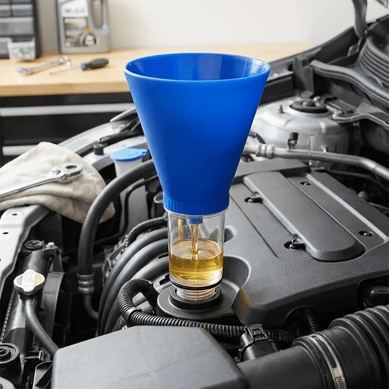 Image of Gewindeöltrichter, Auto-Motoröl-Einfülltrichter, auslaufsicheres Ölzufüllwerkzeug, universelles Fahrzeugflüssigkeitstransferwerkzeug, Motorölwechselwerkzeug
