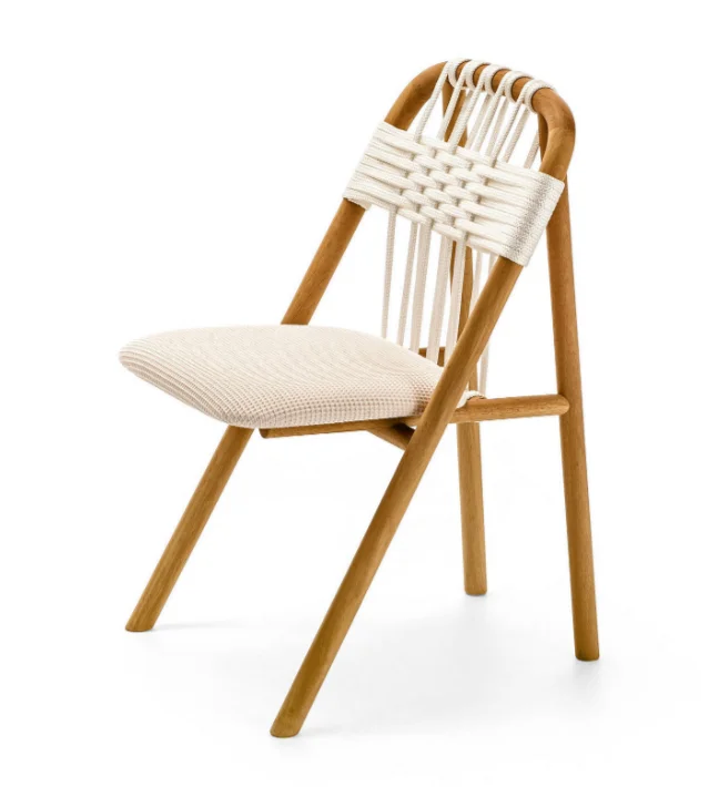 Wholesale Home Furniture Natural Rustic Solid Ash Wood Rattan Woven Rope Dining Chair for Dining Room Apartment