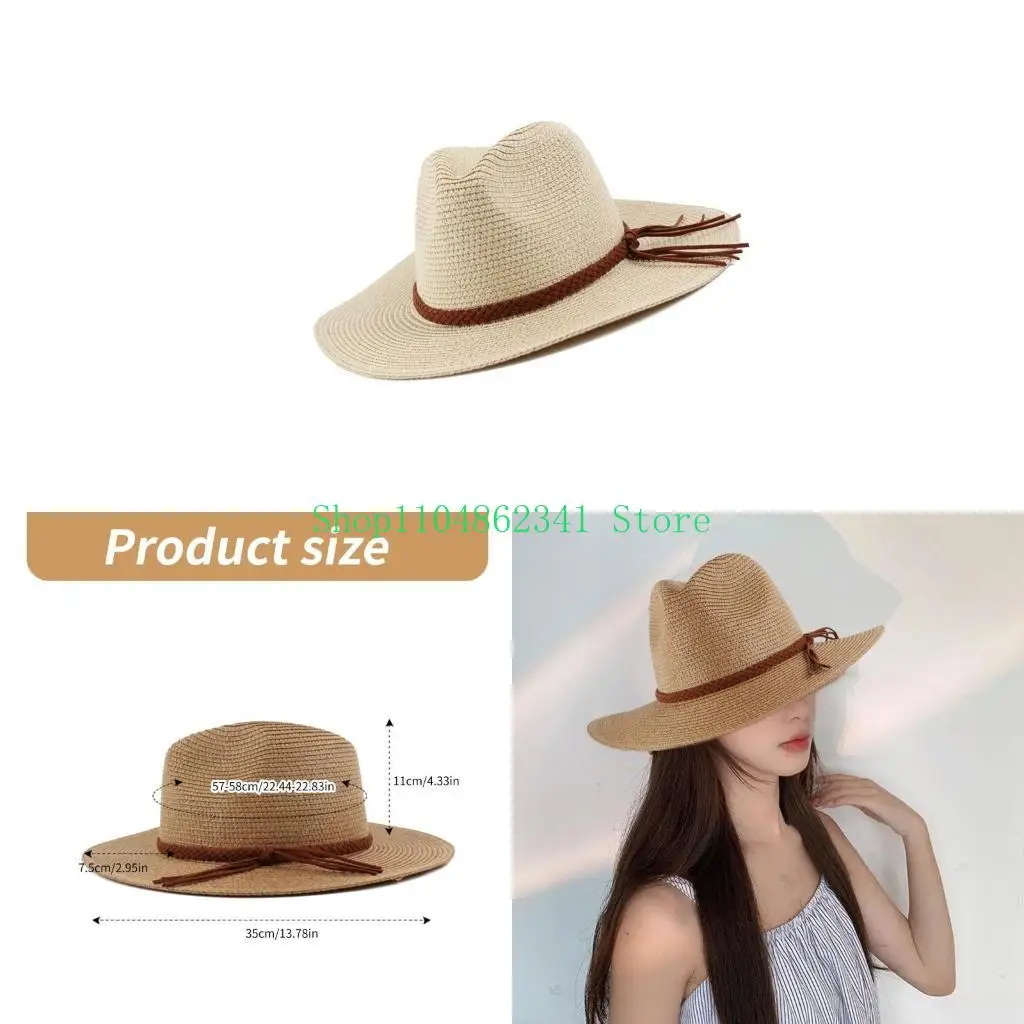 

5ASD Каникула соломенная шляпа Western Handwoven Sun Hat Элегантная панамская шляпа для женщин