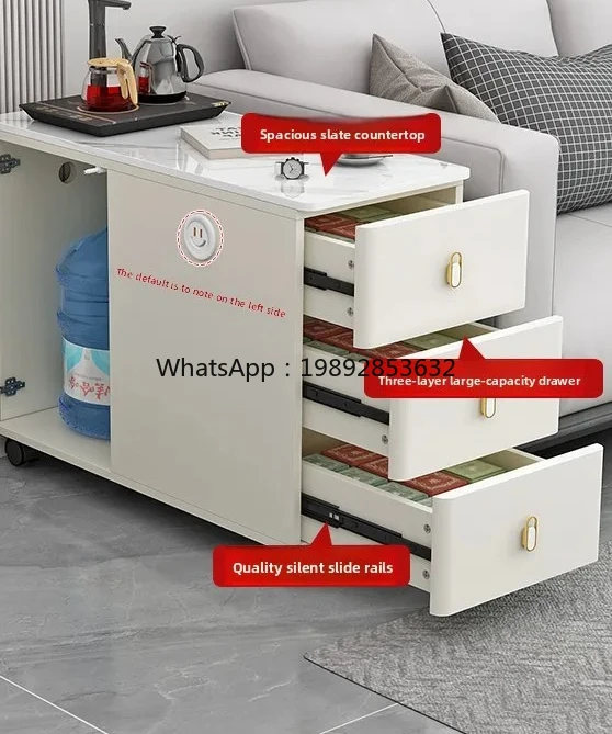 

Luxury Sofa Side Cabinet Small Apartment Movable Home Coffee Table Simple Modern Rock Board Living