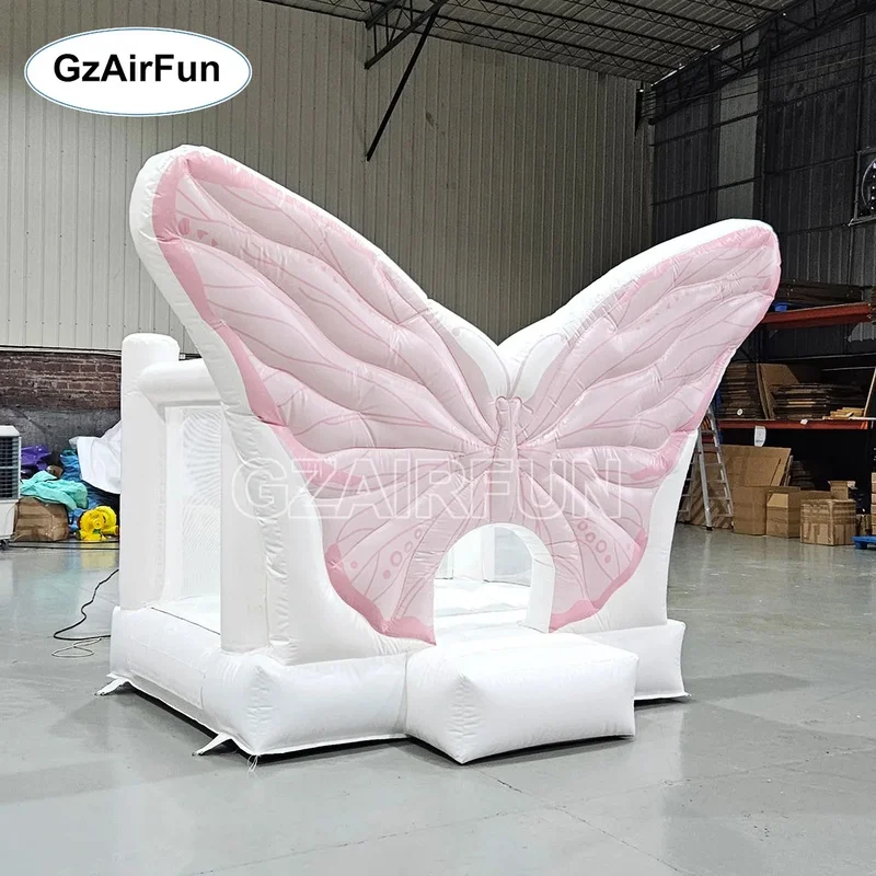 Commercial Pink Butterfly Wings Inflatable Bounce House, Inflatable Jumping Bouncy Castle for Kids Event Rental