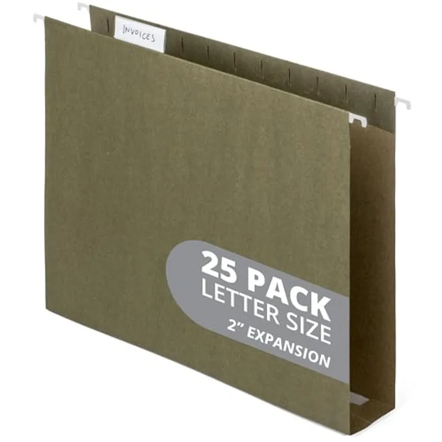 Blue Summit Supplies 25 Pack Extra Capacity Hanging File Folders Letter Size Reinforced Green Hanging File Folders with Heavy D