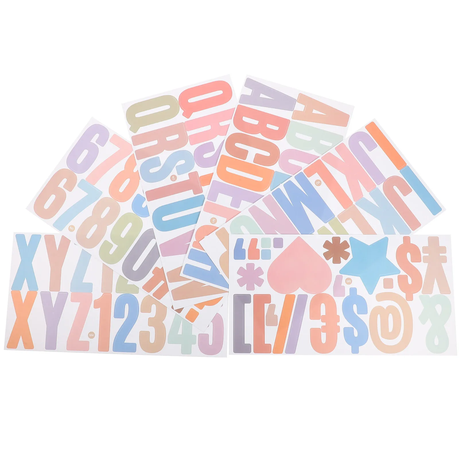 

6 Sheets Versatile Alphabet Number Stickers Bright Color Fade Proof Tear Off Letter Stickers for Scrapbook DIY Journal Supplies