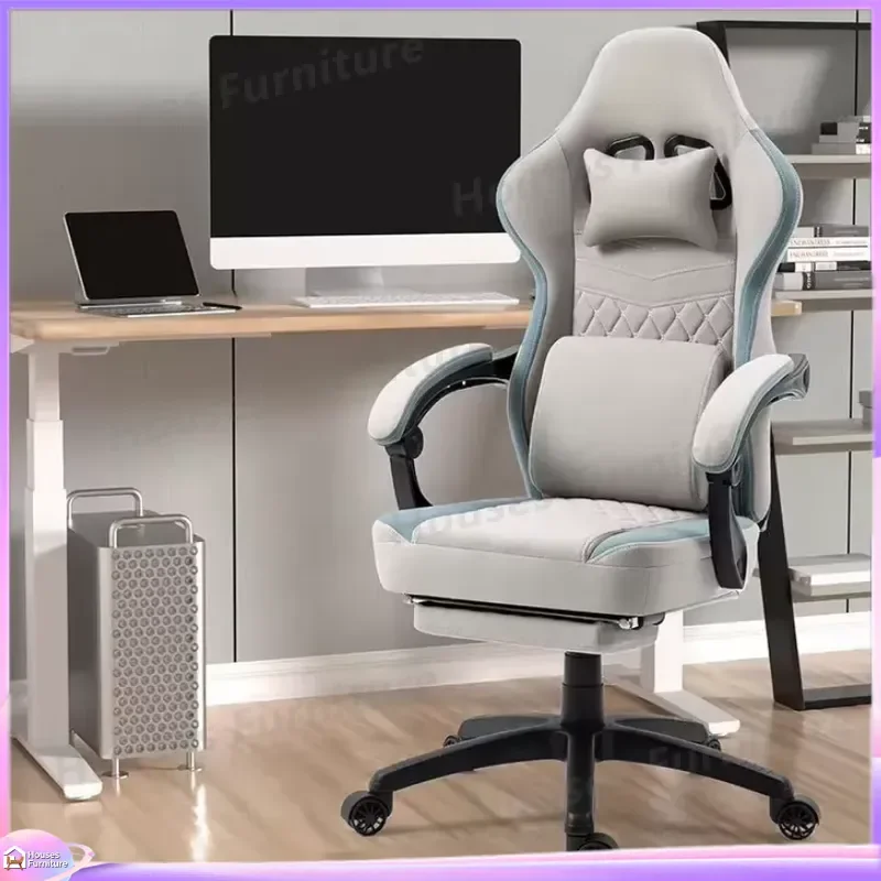 Dowinx Gaming Chair Ergonomic High Back Office Computer Seat with Massage Lumbar Support Footrest Reclining Swivel Fabric view 3