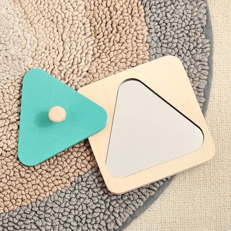 Rompecabezas de madera con espejo Montessori para niños, tablero ocupado, juguetes para ejercicio sensorial temprano, juguete auxiliar educativo geométrico, regalos para niños pequeños