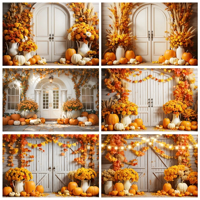 

Autumn Barn Backdrop Fall Pumpkin Harvest Thanksgiving Party Background Baby Shower Portrait Photographic Photo Studio Shoots