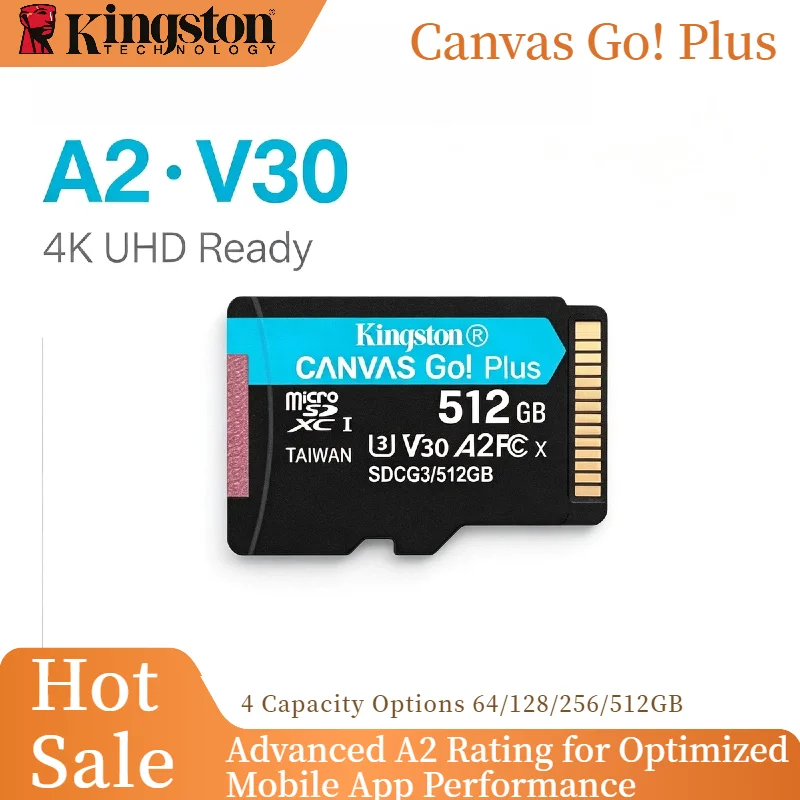 Kingston 256GB Canvas Go Plus Micro SD Card 200MB s A2 U3 V30 Class 10 MicroSDXC Memory for Smartphone Drone 4K Video Pro