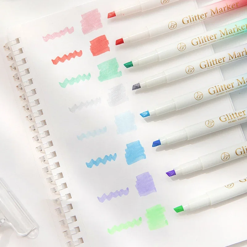 1pcs Pastel Color Glitter Marker Pen Bling Bling Highlighter Metallic Brush for Drawing Painting Art School A7203