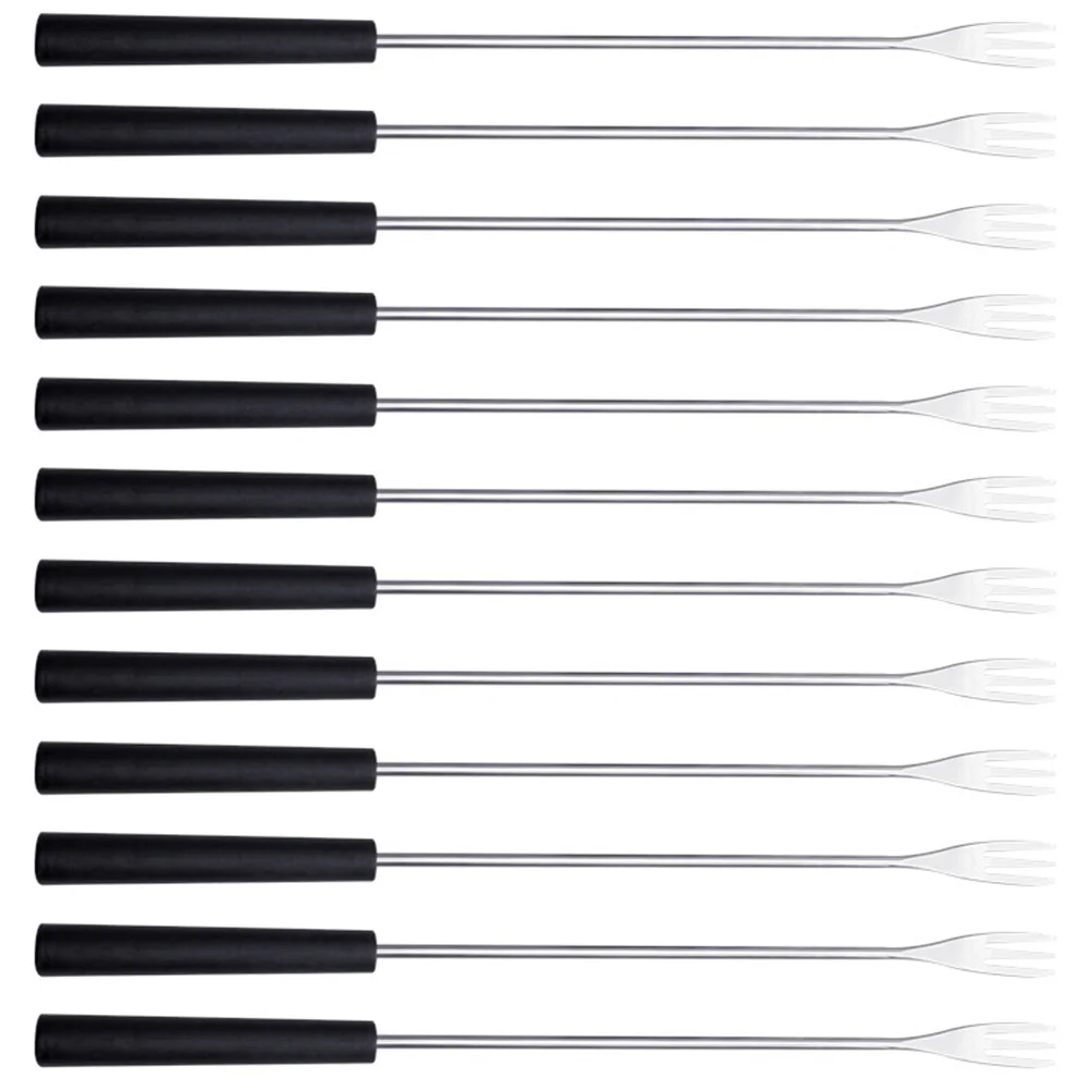 

12 Pcs Portable Chocolate Fondue Fork Granny Fruit Stainless Steel Handle Forks