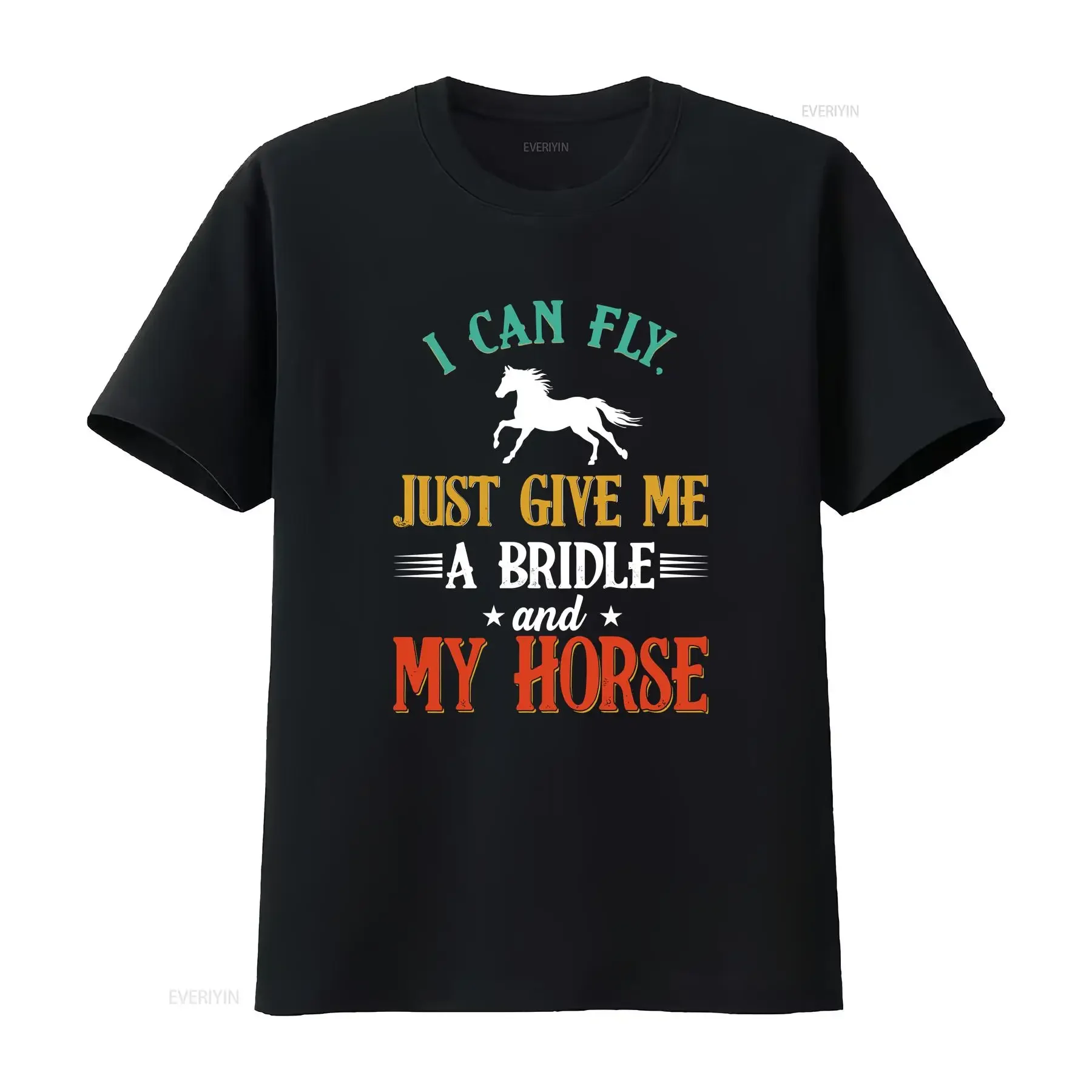 Camiseta de caballo, puedo volar, solo me dar una brida y mi amante, propietario de jinete, HOR049F01, vintage, lavado, estirado, ligeramente versátil