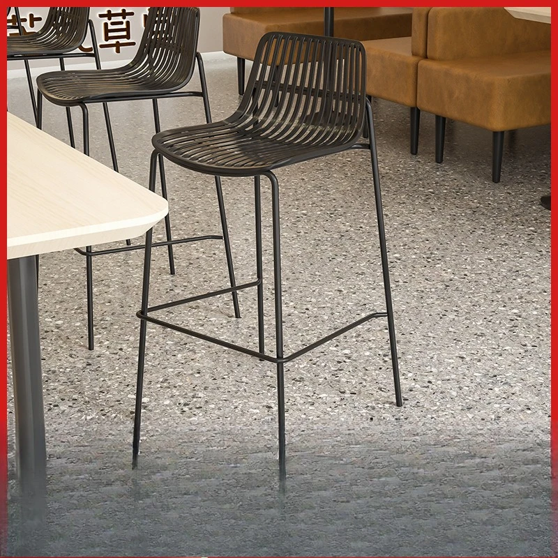 

Nordic designer outdoor bar chair simple island chair plastic wrought iron backrest high bar stool cafe bar chair