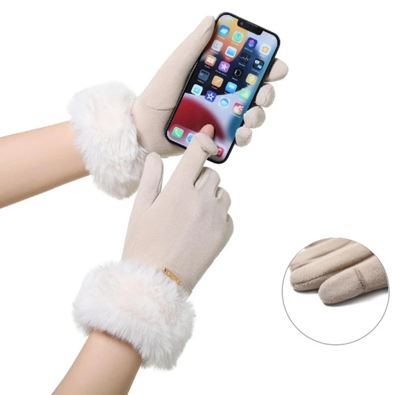 Weiche, mit Fleece gefütterte, warme Winter-Damenhandschuhe, winddicht, warm halten, kältebeständige Handschuhe, wasserdichte Touchscreen-Handschuhe für kaltes Wetter