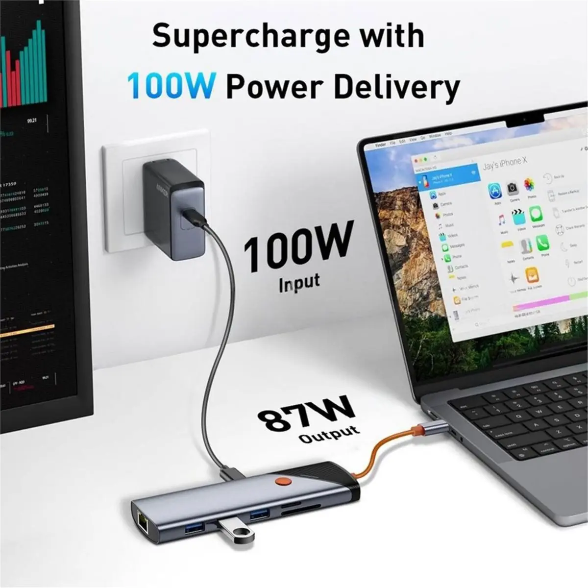 8 In 1 Type C Docking Station Multiport Adapter 4K HDMI RJ45 Ethernet PD Fast Charging USB 3.0 Hub SD TF Card Reader for Laptop