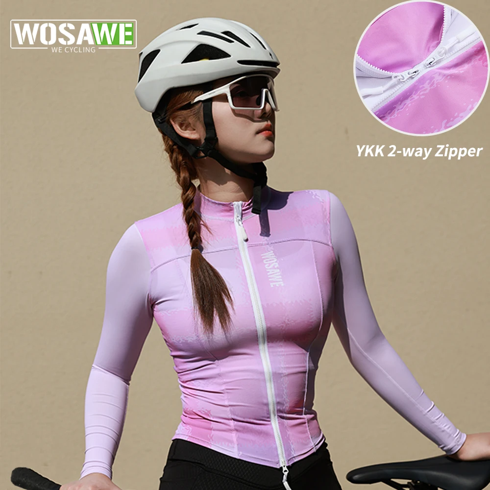 

WOSAWE Cycling Jersey Long Sleeves Women Mountain Bike MTB Shirts Sun Protection Road Riding Jerseys Tight Breathable Shirt