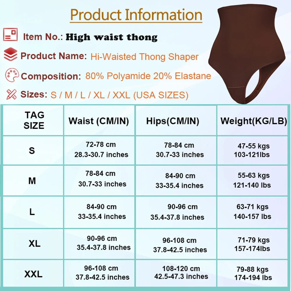 Women Thong Shapewear High Waist Body Shaper Tummy Control Stretch Black Sexy Slimming Underwear Smooth Body Nude T-Back Brief