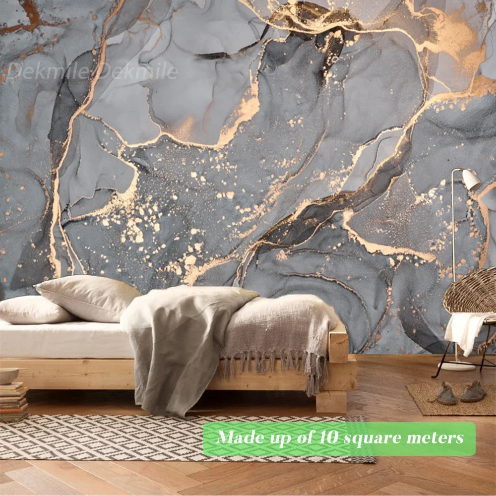 

Custom Wall Paper 3D Mural Dark Retro Gray Gold Marble Line Background Wall Photo Living Room Bedroom TV Background Wallpaper