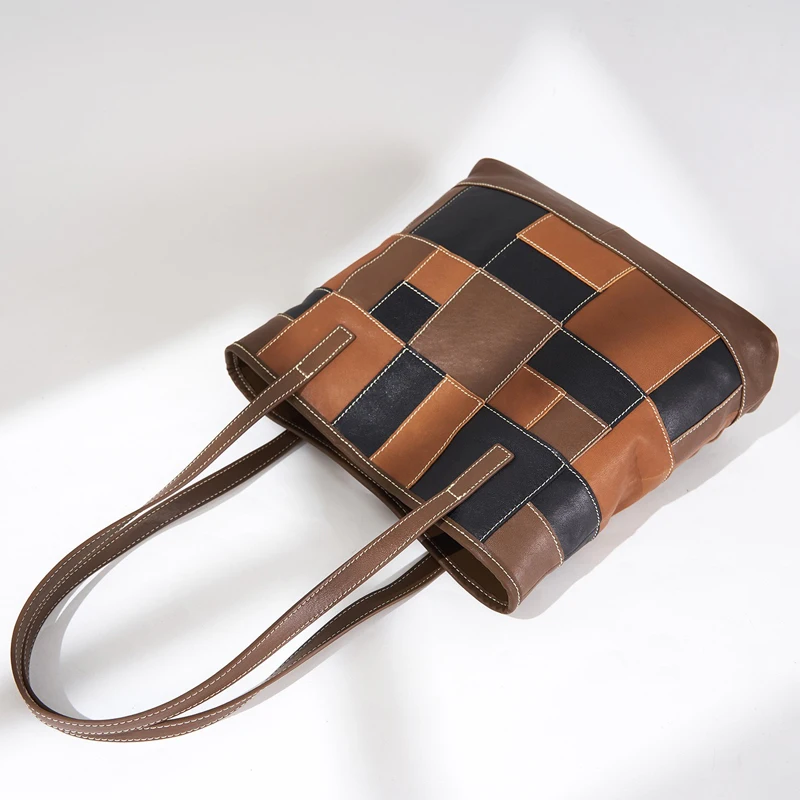 الأحرف الأولى المخصصة المخصصة الأوليات الجلدية الأصلية للأكياس للنساء حقائب اليد المصممة الفاخرة والمحافظات 2025 جديدة في جلد البقر المقسوم على شكل كتف من البقر الباق جودة عالية ًالشحن مجانا وصول الشحن السريع #3