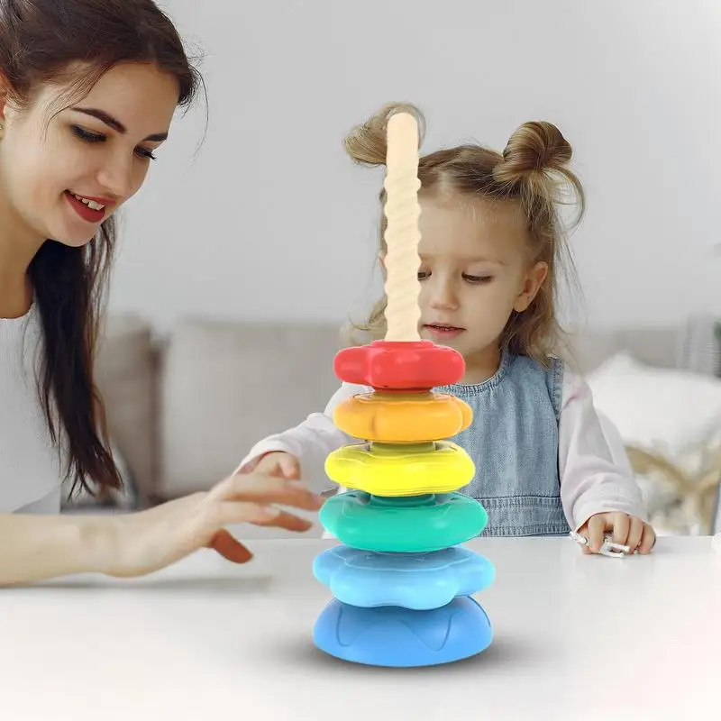 Rainbow Ring Stacker Toys Ring Stacker Interactive Toy Educational And Interactive Learning Stack Toys For Kids Girls Boys