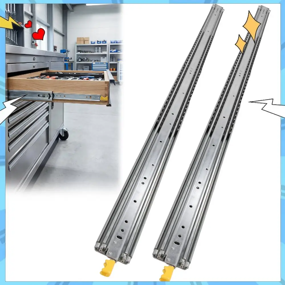 

Пара усиленных направляющих для выдвижных ящиков с замком, ширина 76 мм, бесшумные, нагрузка до 500 фунтов, стальная мебельная фурнитура