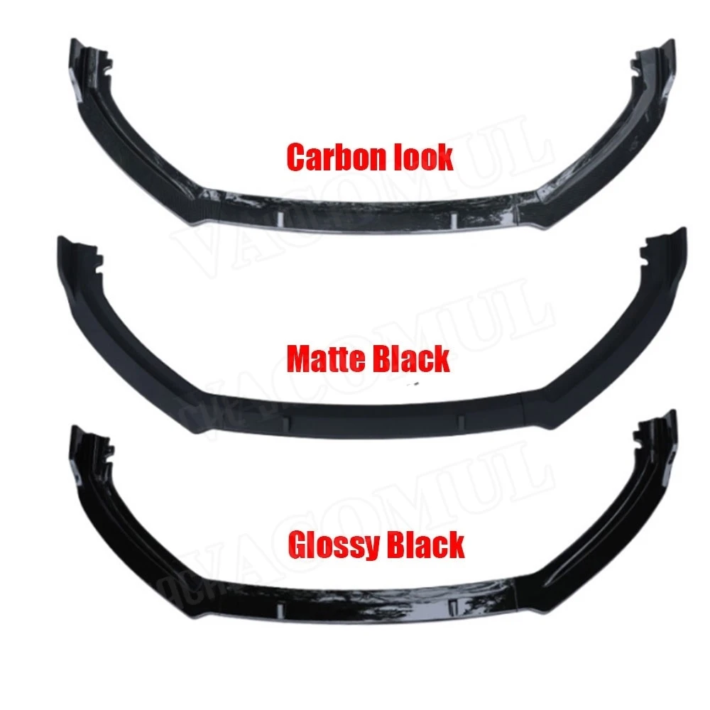 JIACHE 3 PCS/Set Front Lip Spoiler Apron For Ford Focus 2019+ ABS Carbon Look Black Head Bumper Chin Shovel Guard Car Styling