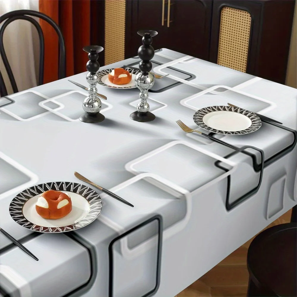 1pc exquisite and simple geometric pattern tablecloth - durable polyester tablecloth, suitable for picnicszyc