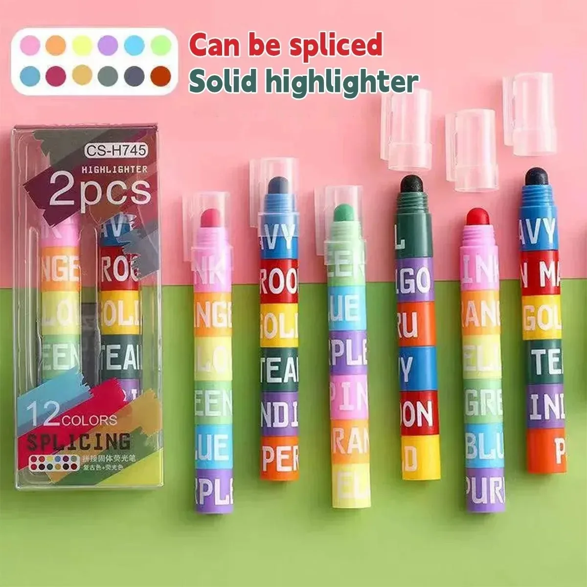 

Color Highlighter Detachable Splicing Creative Cute Pens Retro Graffiti Marking Pen for Kids Students School Stationery Supplies